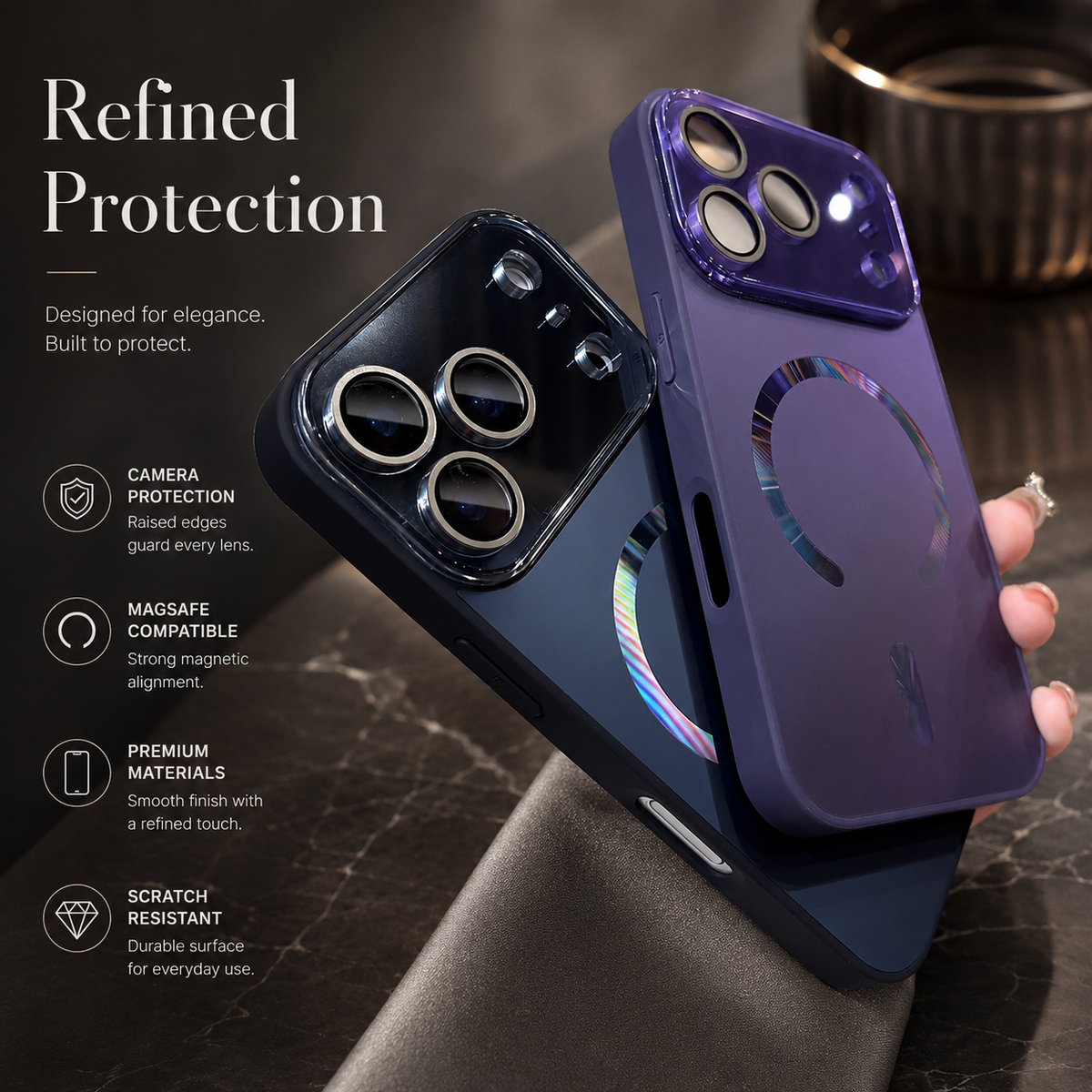 Premium iPhone Case MagSafe Compatible Magnetic Matte Glass Camera Protection Shockproof PC TPU Anti Fingerprint Slim Wireless Charging Cover