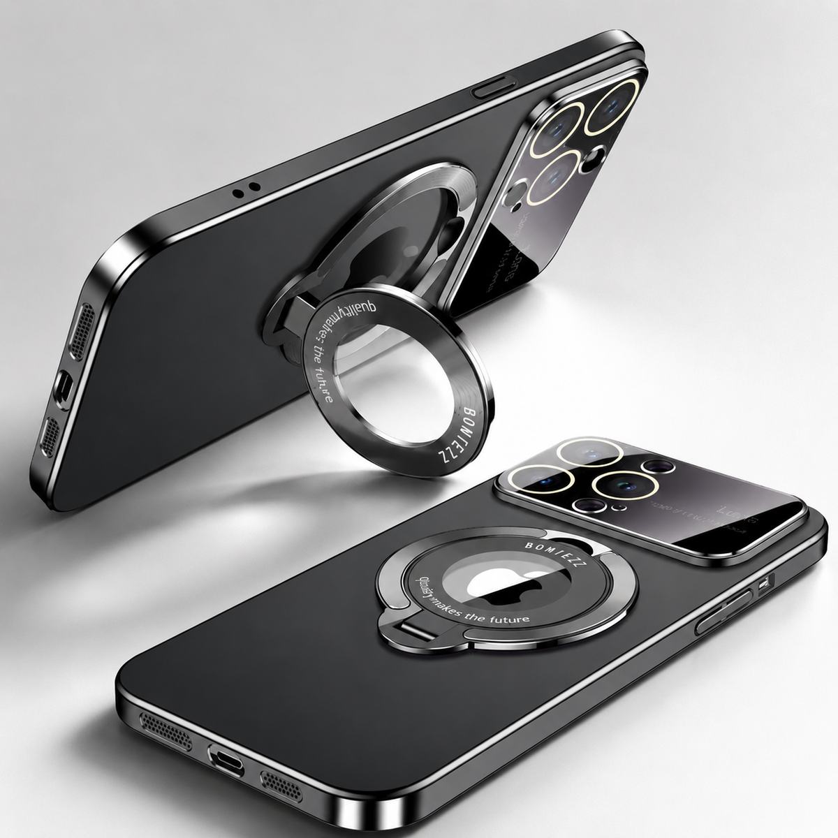 Premium iPhone Case MagSafe Compatible Matte Ring Stand Shockproof Protective Cover Hard PC Camera Lens Protection Ultra Thin Slim Design