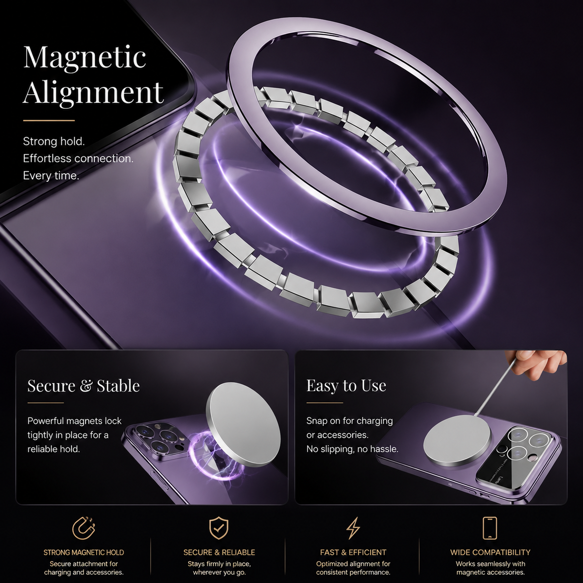 Premium iPhone Case MagSafe Compatible Matte Ring Stand Shockproof Protective Cover Hard PC Camera Lens Protection Ultra Thin Slim Design