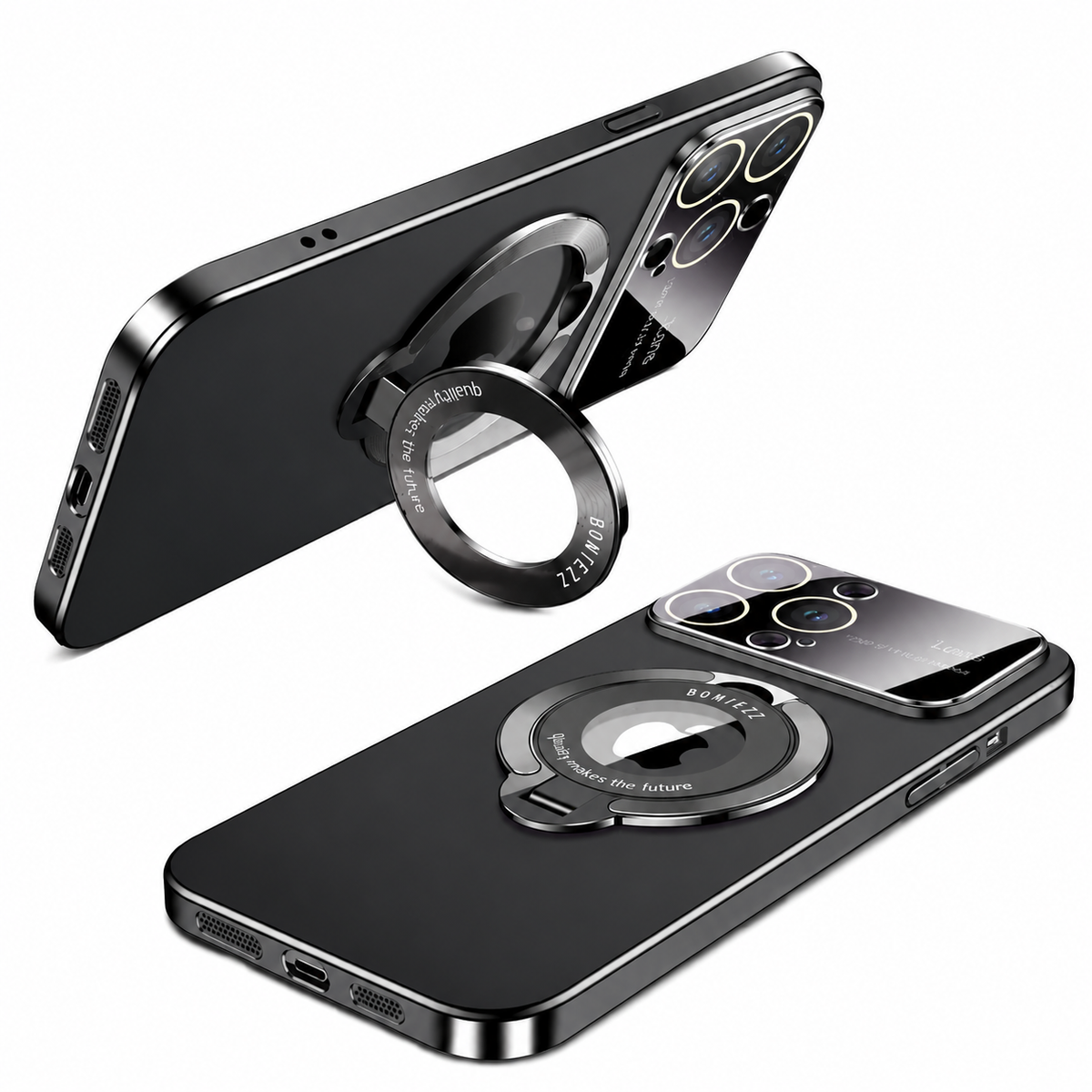 Premium iPhone Case MagSafe Compatible Matte Ring Stand Shockproof Protective Cover Hard PC Camera Lens Protection Ultra Thin Slim Design