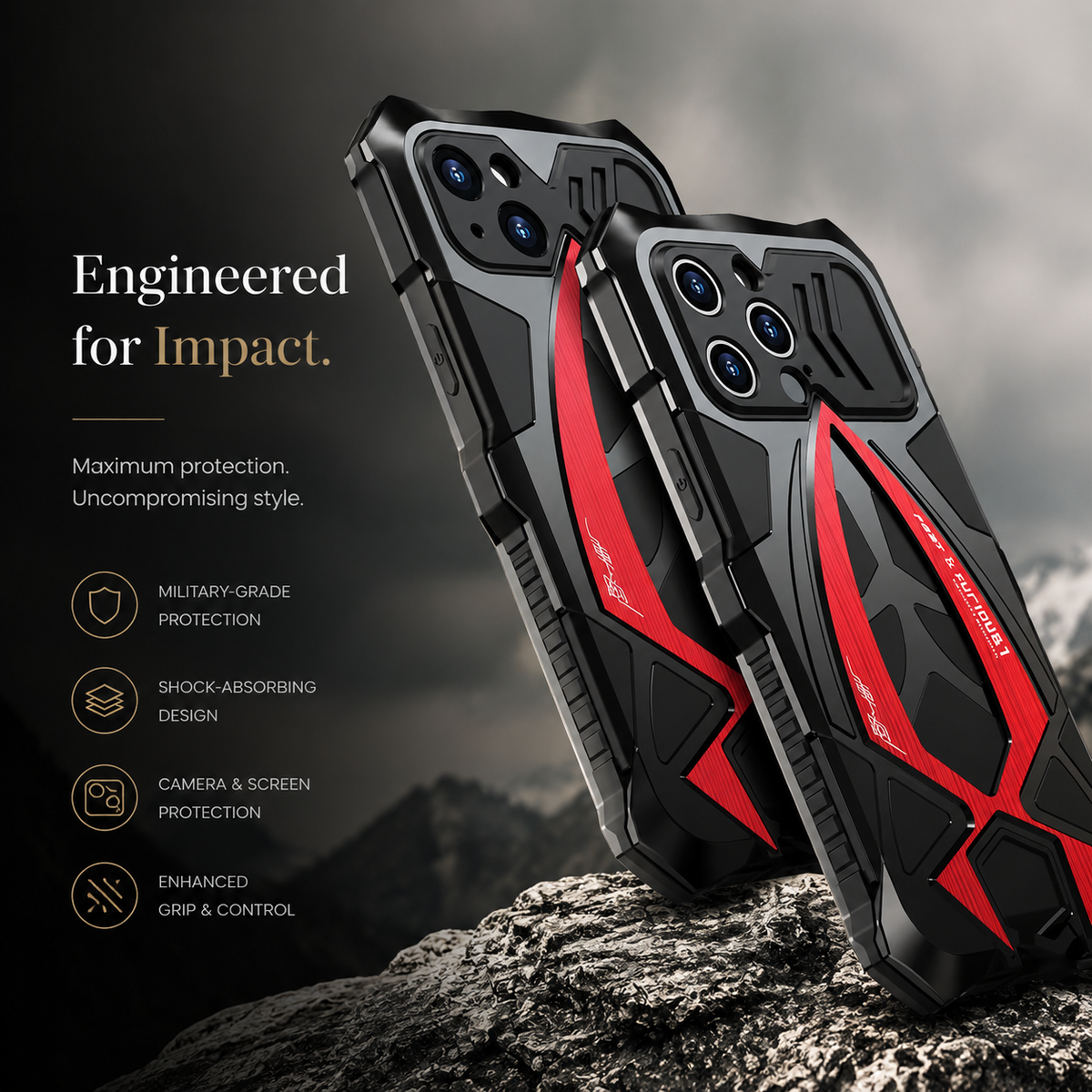 Premium iPhone Case MagSafe Compatible Metal Armor Frame Shockproof TPU Interior Camera Guard Ultra Thin Magnetic Protective Cover Full Protection
