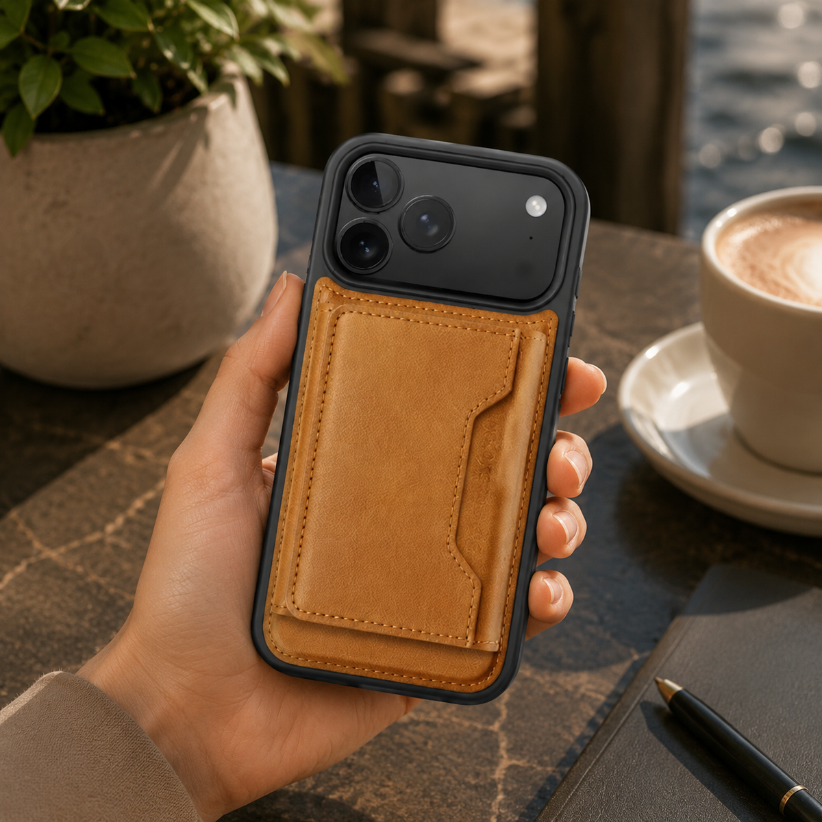Premium iPhone Case MagSafe Compatible PU Leather Wallet Card Holder Shockproof TPU PC Magnetic Anti Scratch Anti Fingerprint Non Slip Slim Cover Case