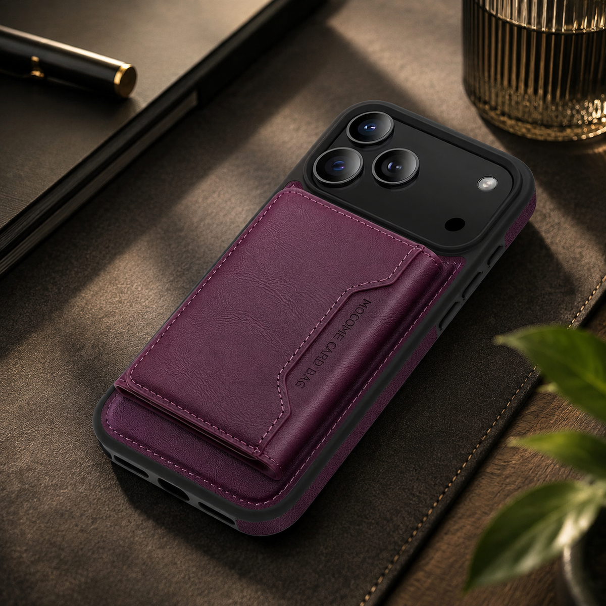 Premium iPhone Case MagSafe Compatible PU Leather Wallet Card Holder Shockproof TPU PC Magnetic Anti Scratch Anti Fingerprint Non Slip Slim Cover Case