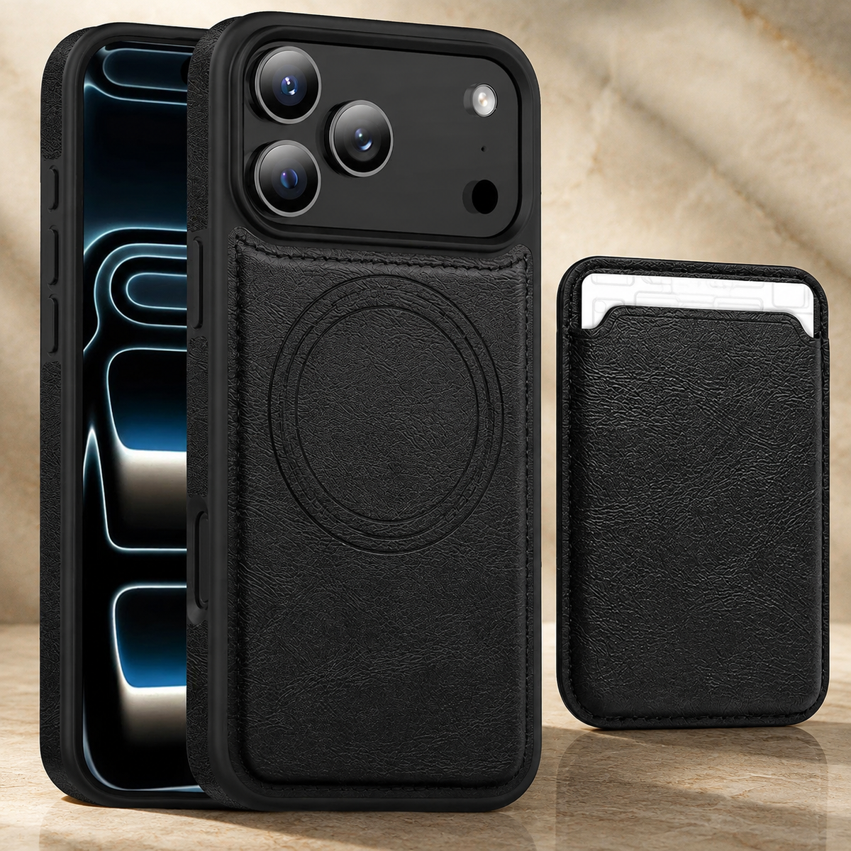 Premium iPhone Case MagSafe Compatible RFID Blocking Leather Wallet Card Holder Shockproof Anti Scratch Anti Fingerprint Secure Storage Slim Protective Cover
