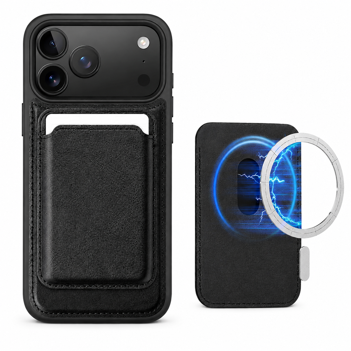 Premium iPhone Case MagSafe Compatible RFID Blocking Leather Wallet Card Holder Shockproof Anti Scratch Anti Fingerprint Secure Storage Slim Protective Cover