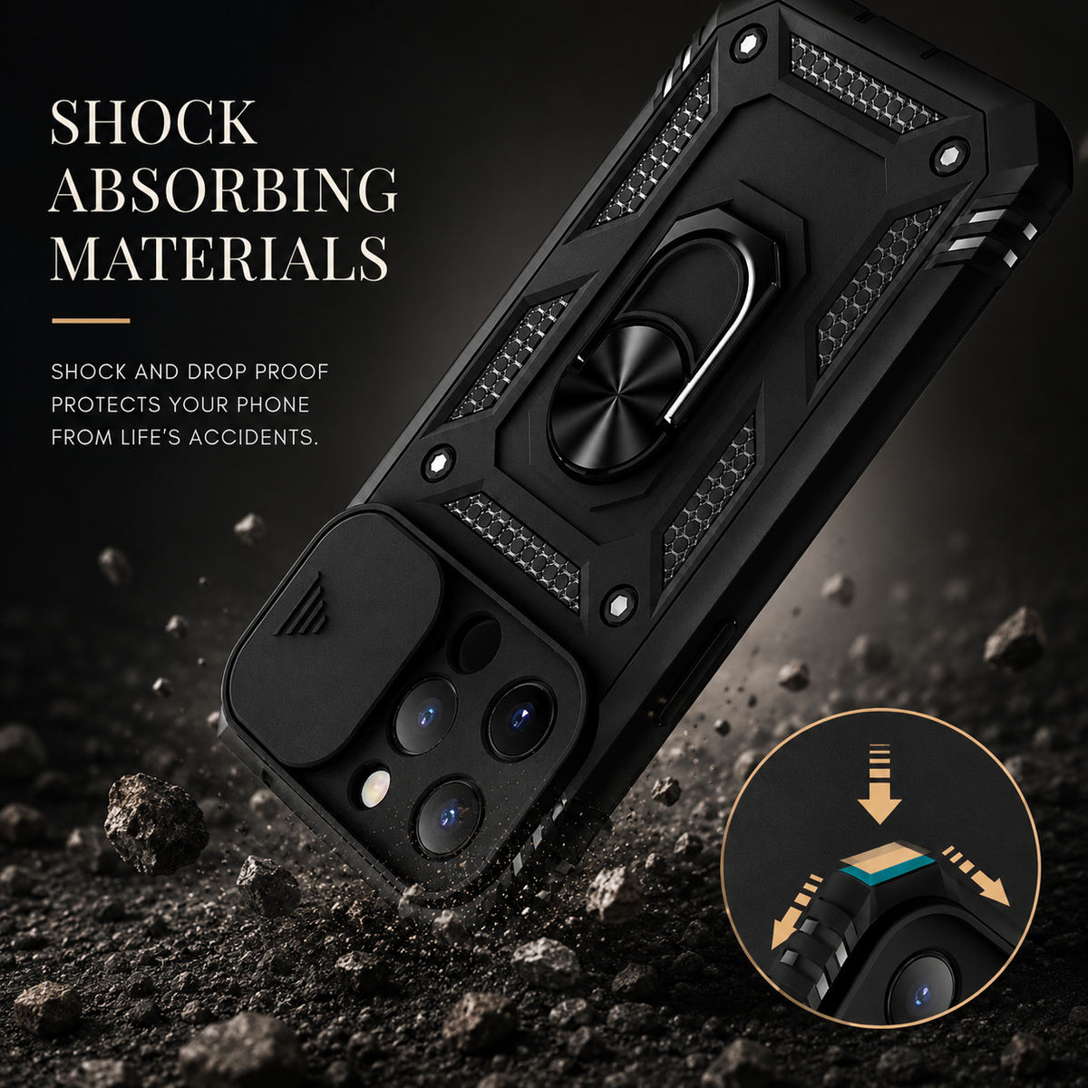 Premium iPhone Case MagSafe Compatible Rugged Armor Card Holder Kickstand Shockproof Cover 360° Rotating Stand Full Protection Anti Slip Heavy Duty Design