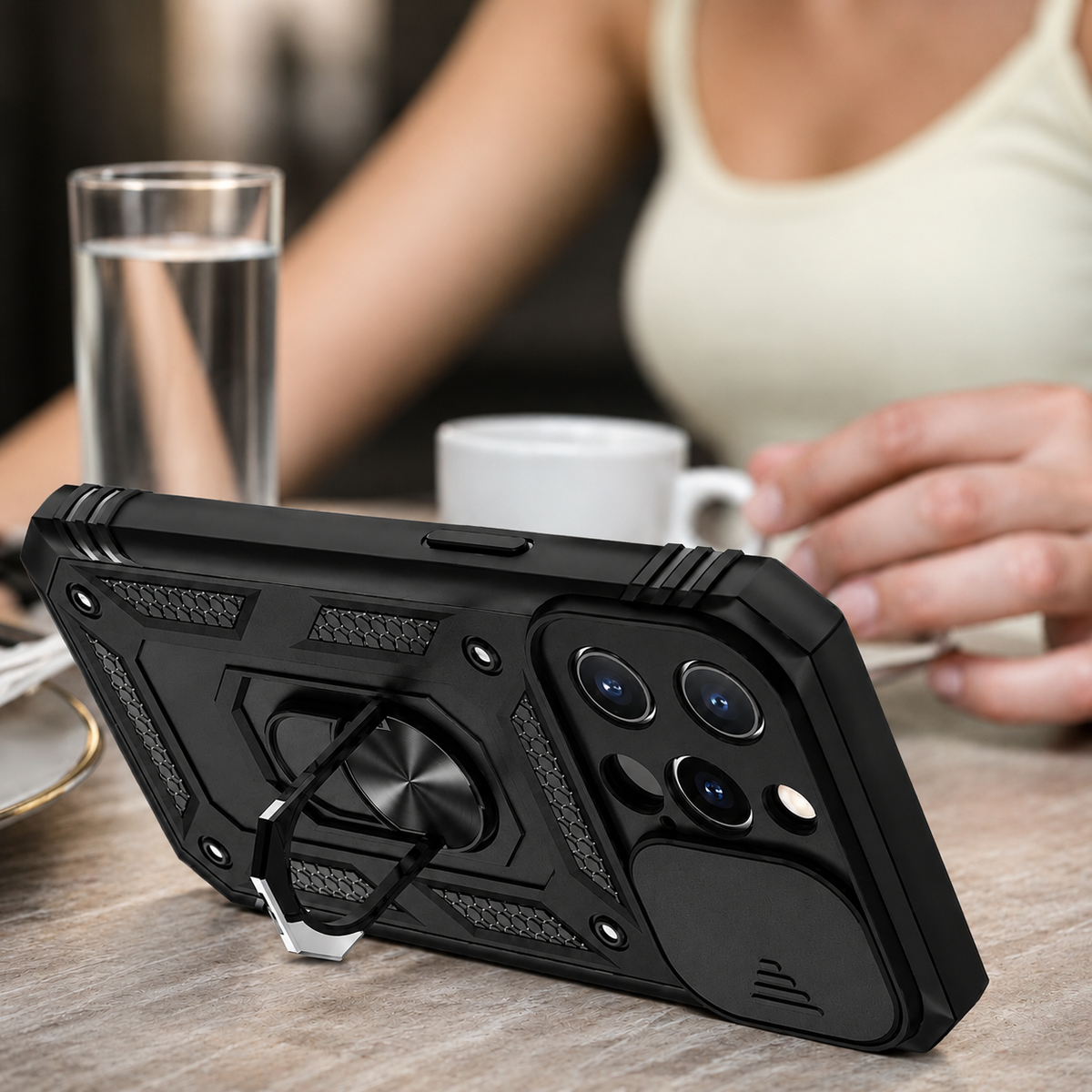 Premium iPhone Case MagSafe Compatible Rugged Armor Card Holder Kickstand Shockproof Cover 360° Rotating Stand Full Protection Anti Slip Heavy Duty Design