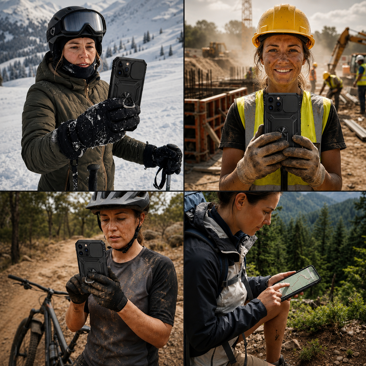 Premium iPhone Case MagSafe Compatible Rugged Armor Card Holder Kickstand Shockproof Cover 360° Rotating Stand Full Protection Anti Slip Heavy Duty Design