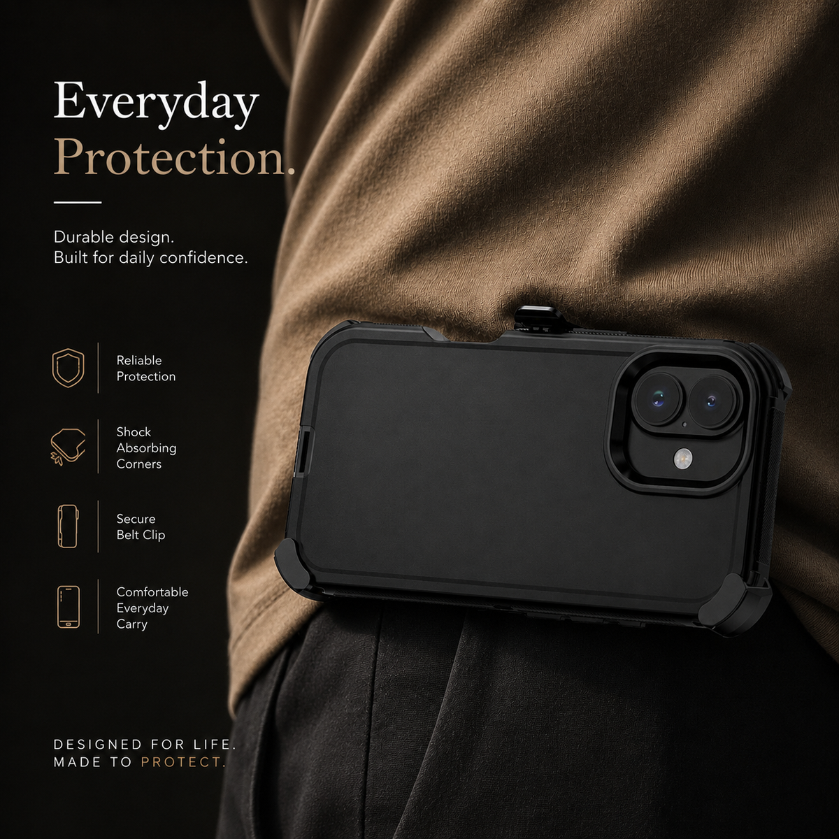 Premium iPhone Case MagSafe Compatible Rugged Holster Cover 3 Layer Shockproof Armor Belt Clip Kickstand Anti-Slip Grip Full Protection Design Durable