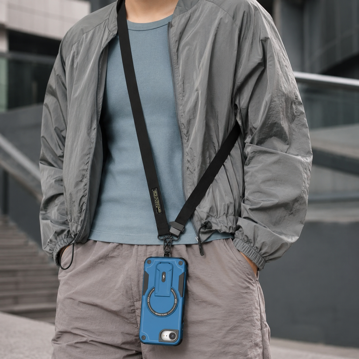 Premium iPhone Case MagSafe Compatible Shockproof Dual Layer PC TPU Kickstand Lanyard Strap Heavy Duty Anti Scratch Full Coverage Protective Cover