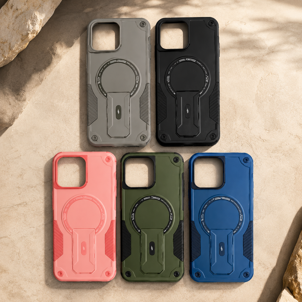 Premium iPhone Case MagSafe Compatible Shockproof Dual Layer PC TPU Kickstand Lanyard Strap Heavy Duty Anti Scratch Full Coverage Protective Cover