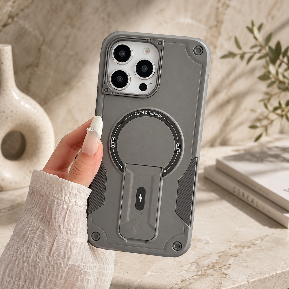 Premium iPhone Case MagSafe Compatible Shockproof Dual Layer PC TPU Kickstand Lanyard Strap Heavy Duty Anti Scratch Full Coverage Protective Cover