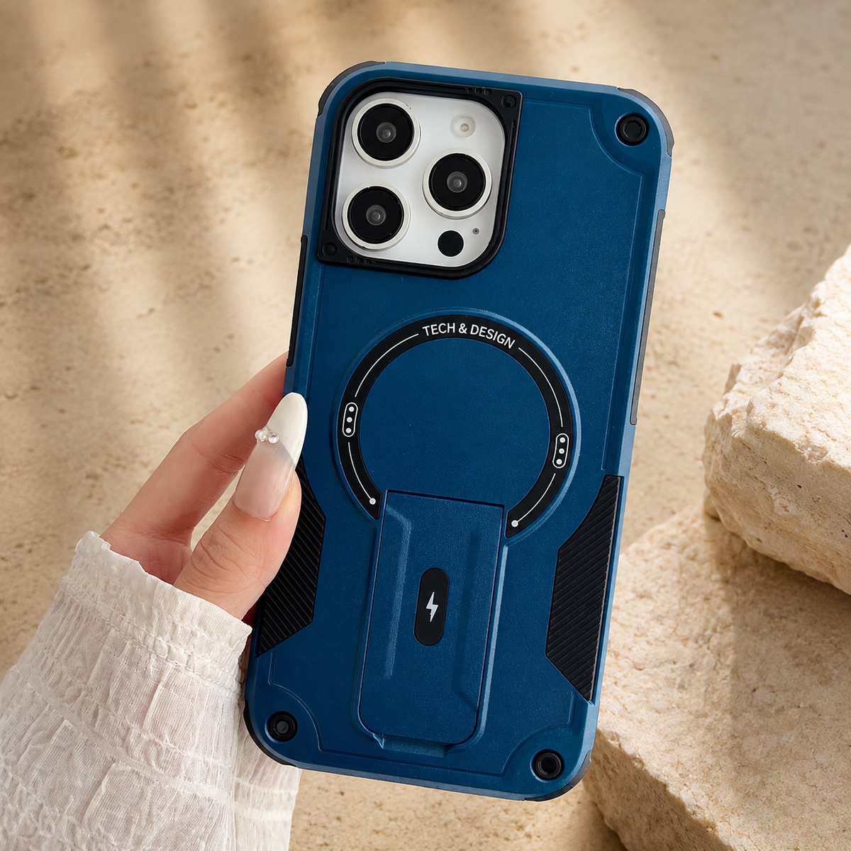 Premium iPhone Case MagSafe Compatible Shockproof Dual Layer PC TPU Kickstand Lanyard Strap Heavy Duty Anti Scratch Full Coverage Protective Cover