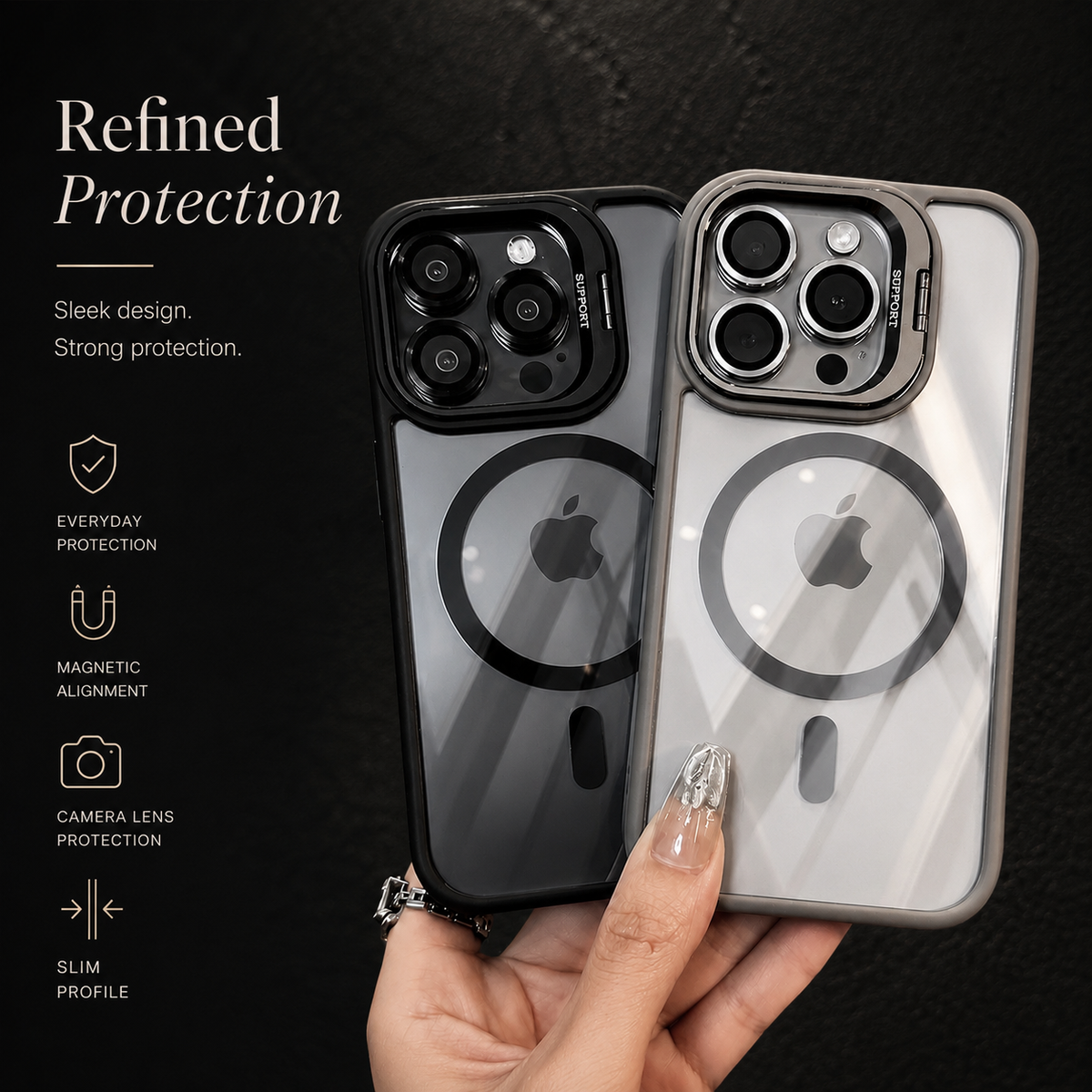 Premium iPhone Case MagSafe Compatible Shockproof Magnetic Protective Cover Bumper Full Body Camera Lens Guard Anti Scratch Slim Durable Design Modern