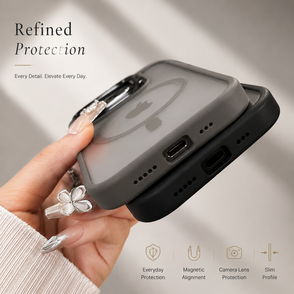 Premium iPhone Case MagSafe Compatible Shockproof Magnetic Protective Cover Bumper Full Body Camera Lens Guard Anti Scratch Slim Durable Design Modern