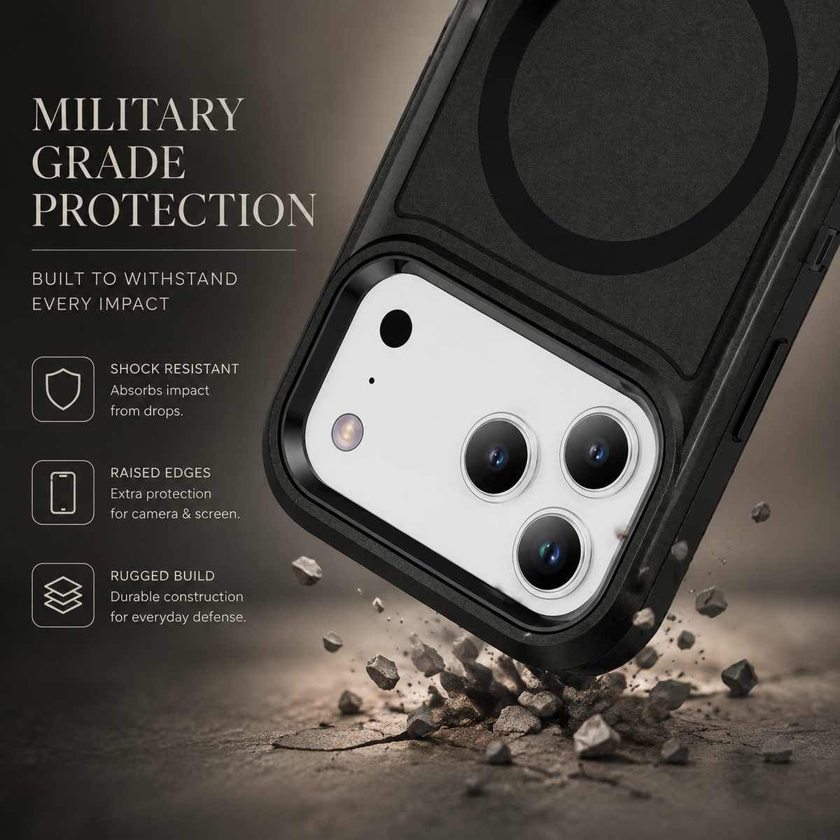 Premium iPhone Case MagSafe Compatible Shockproof PC TPU Armor Anti Slip Dual Layer Defender Heavy Duty Anti Scratch Protective Cover