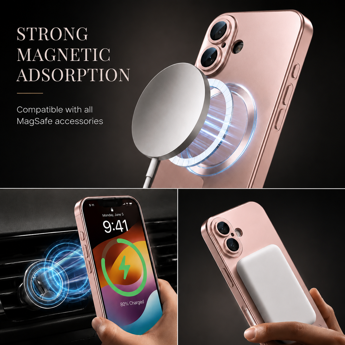 Premium iPhone Case MagSafe Compatible Silicone Cover Full Coverage Camera Protection Shockproof Anti Fingerprint Matte Slim Soft Touch Protective Fit