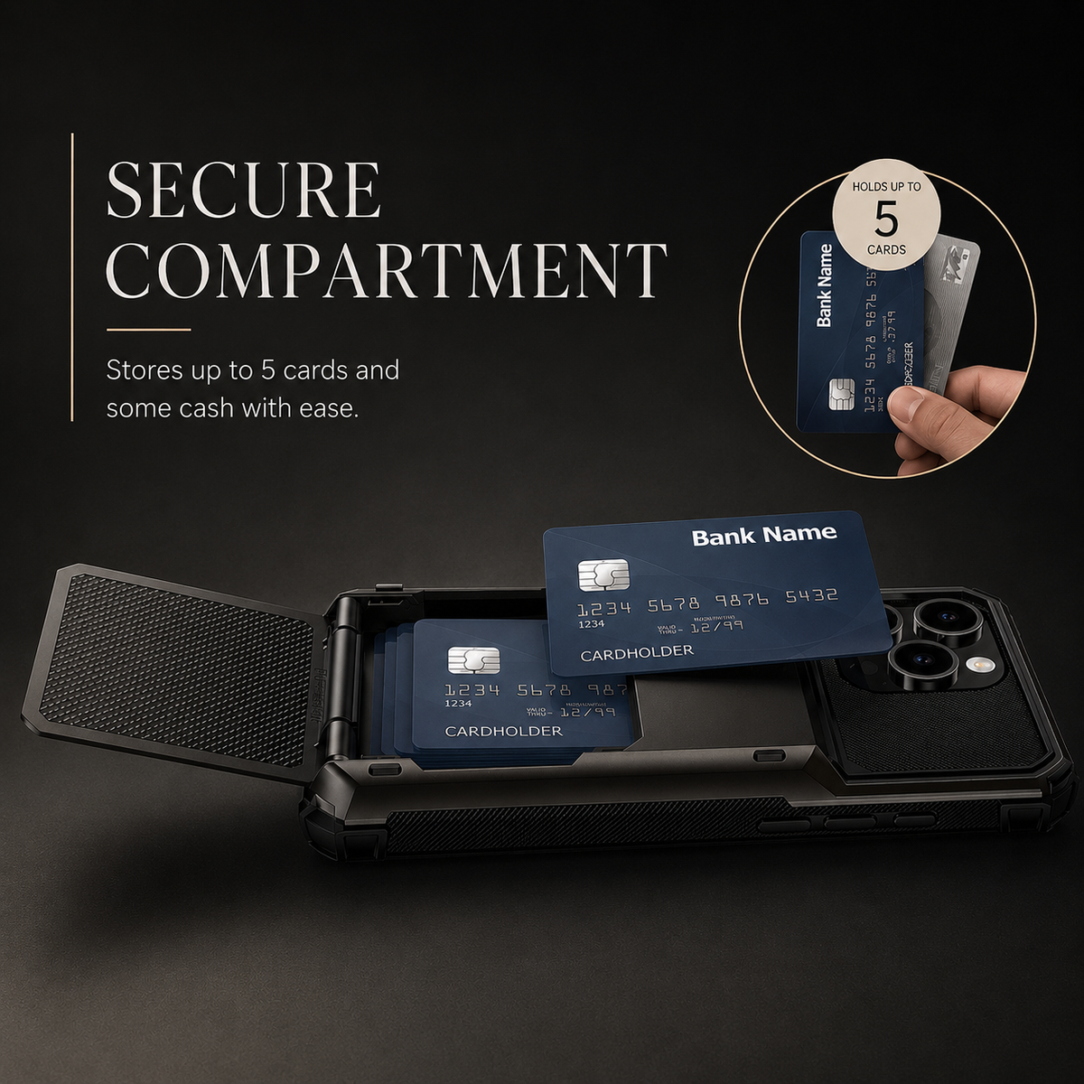 Premium iPhone Case MagSafe Compatible Slide Wallet Card Holder Armor Cover Shockproof Anti Scratch Non Slip Slim Professional Full Protection Durable