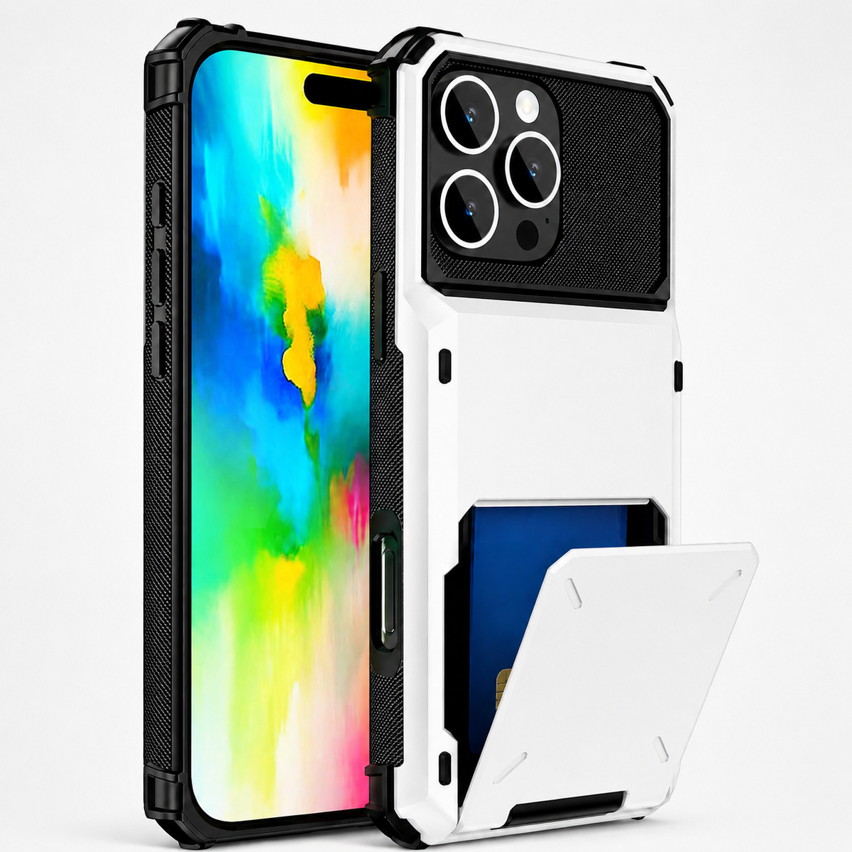 Premium iPhone Case MagSafe Compatible Slide Wallet Card Holder Armor Cover Shockproof Anti Scratch Non Slip Slim Professional Full Protection Durable