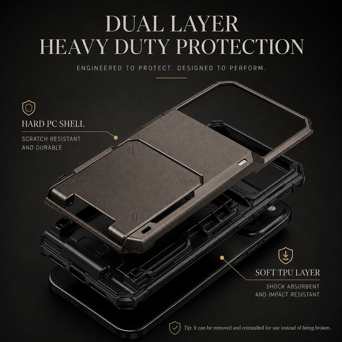 Premium iPhone Case MagSafe Compatible Slide Wallet Card Holder Armor Cover Shockproof Anti Scratch Non Slip Slim Professional Full Protection Durable