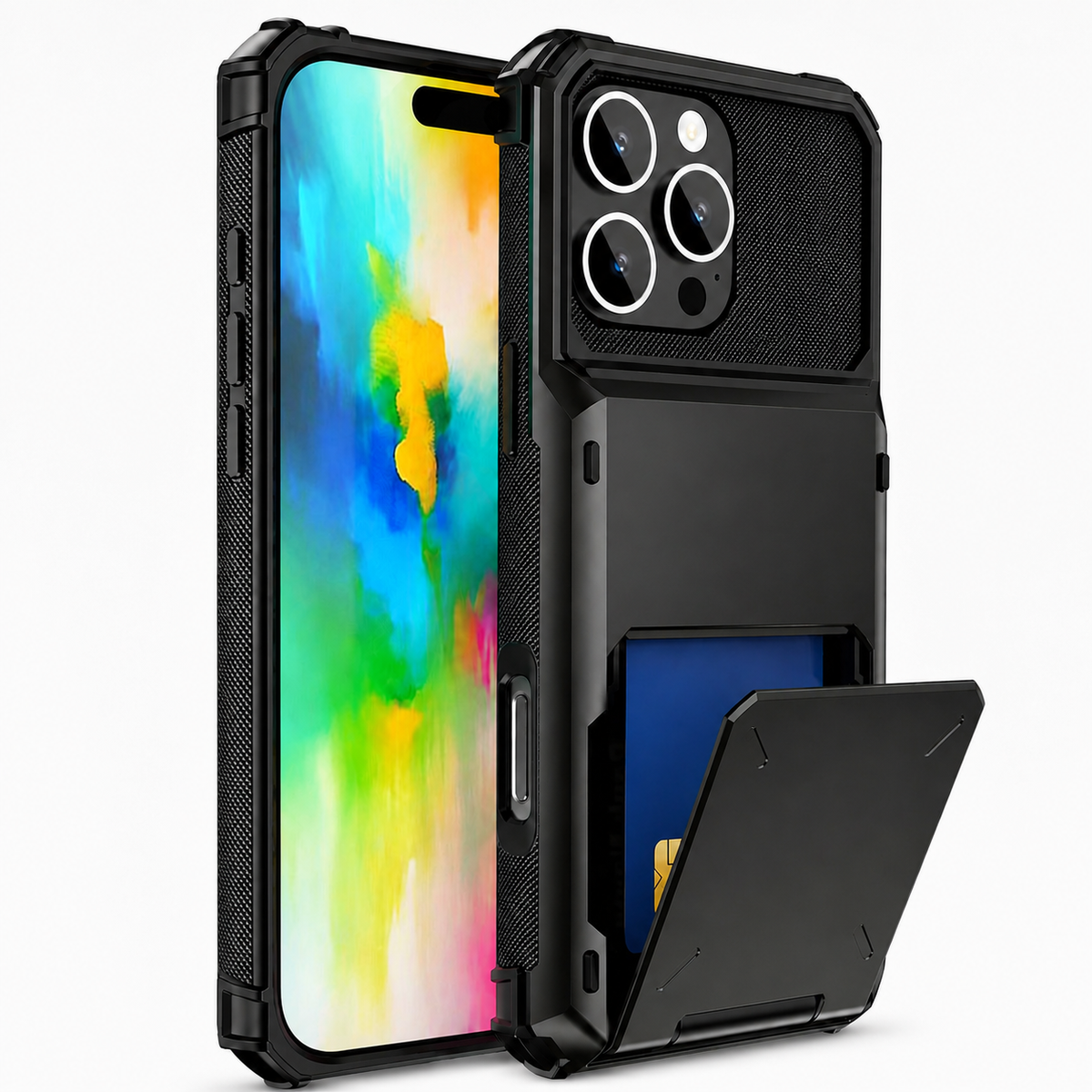 Premium iPhone Case MagSafe Compatible Slide Wallet Card Holder Armor Cover Shockproof Anti Scratch Non Slip Slim Professional Full Protection Durable