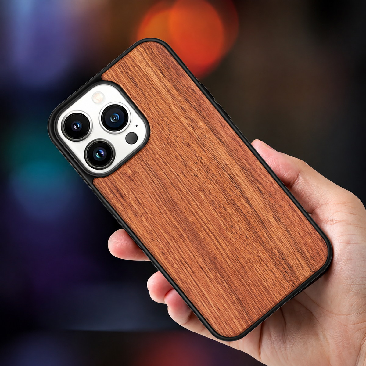 Premium iPhone Case MagSafe Compatible Solid Bamboo Wood Shockproof Hard Back Camera Lens Protection Slim Natural Design Lightweight Protective Cover