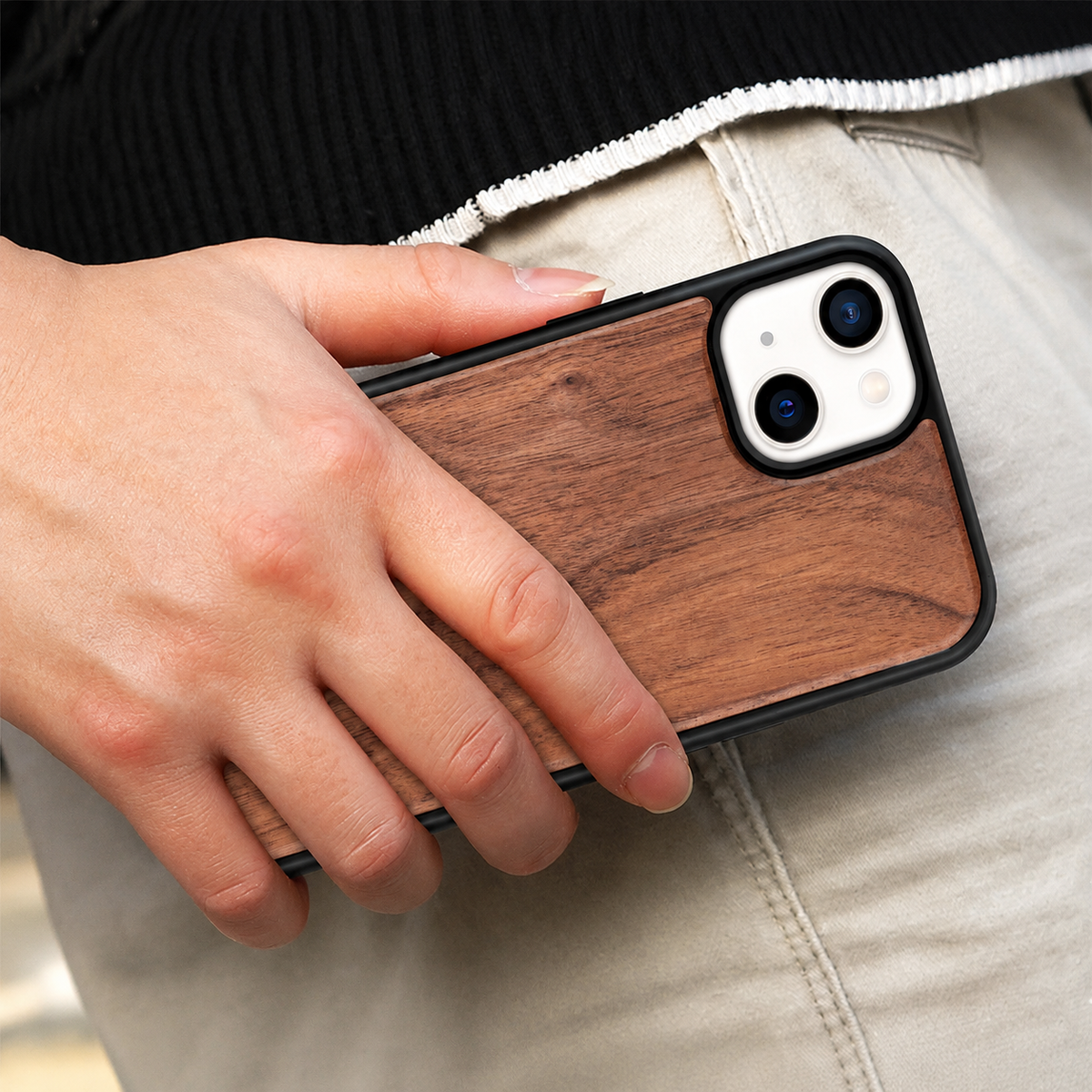 Premium iPhone Case MagSafe Compatible Solid Bamboo Wood Shockproof Hard Back Camera Lens Protection Slim Natural Design Lightweight Protective Cover