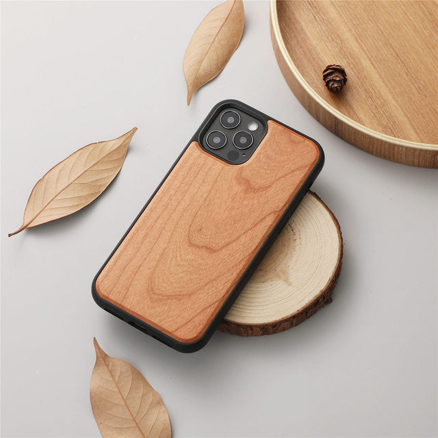 Premium iPhone Case MagSafe Compatible Solid Bamboo Wood Shockproof Hard Back Camera Lens Protection Slim Natural Design Lightweight Protective Cover