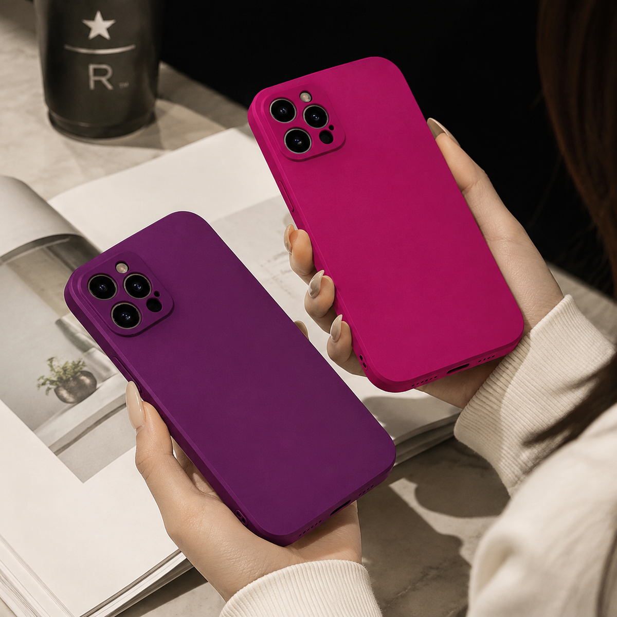 Premium iPhone Case MagSafe Compatible Square Liquid Silicone Shockproof Cover with Camera Lens Protection, Slim Soft-Touch Non-Slip Design