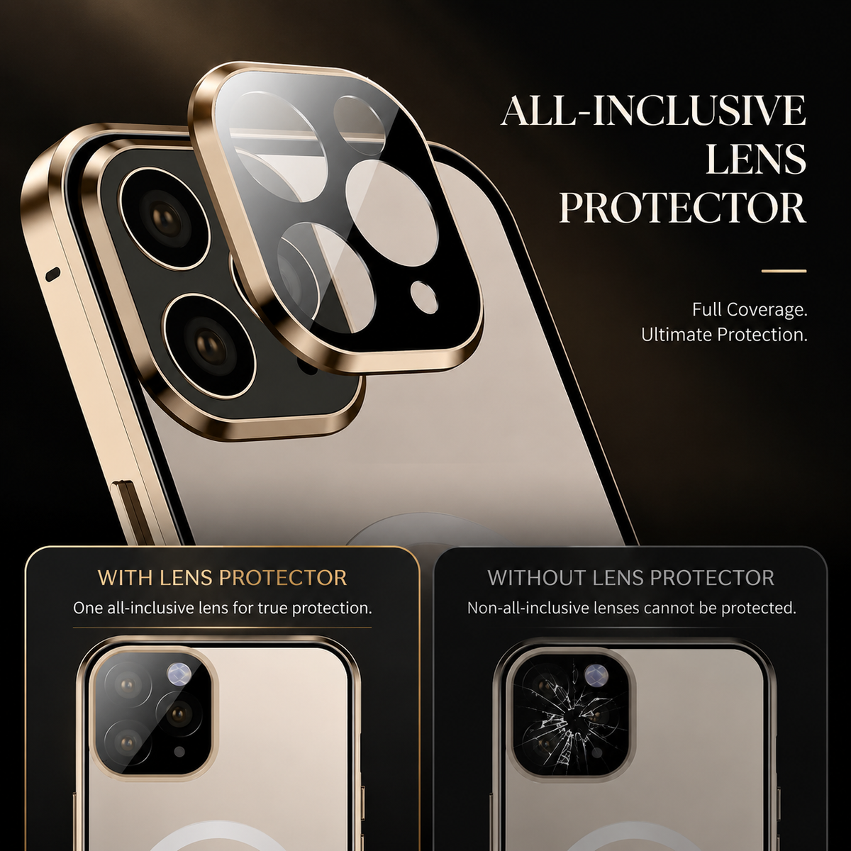 Premium iPhone Case MagSafe Compatible Tempered Glass Metal Frame Shockproof Full Body Protective Cover Camera Lens Protection Slim Sealed Design