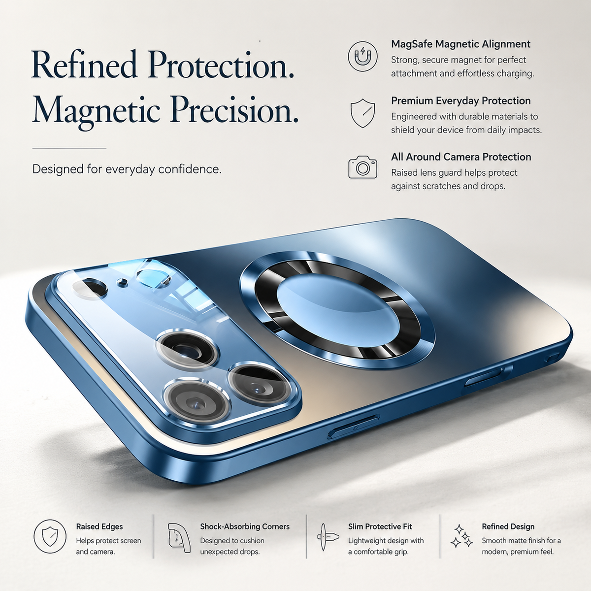 Premium iPhone Case MagSafe Compatible Titanium Matte PC TPU Shockproof Cover Camera Lens Guard Ultra Thin Full Protection Metallic Design