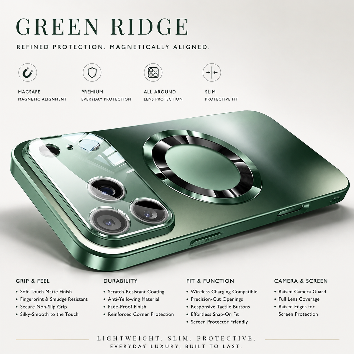 Premium iPhone Case MagSafe Compatible Titanium Matte PC TPU Shockproof Cover Camera Lens Guard Ultra Thin Full Protection Metallic Design