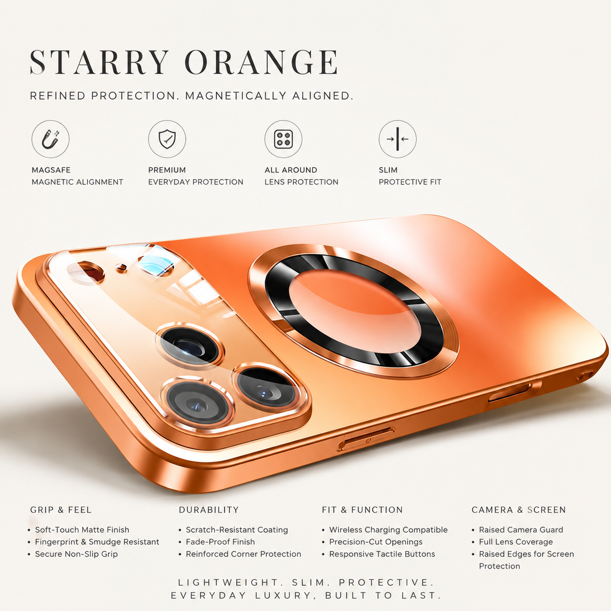 Premium iPhone Case MagSafe Compatible Titanium Matte PC TPU Shockproof Cover Camera Lens Guard Ultra Thin Full Protection Metallic Design