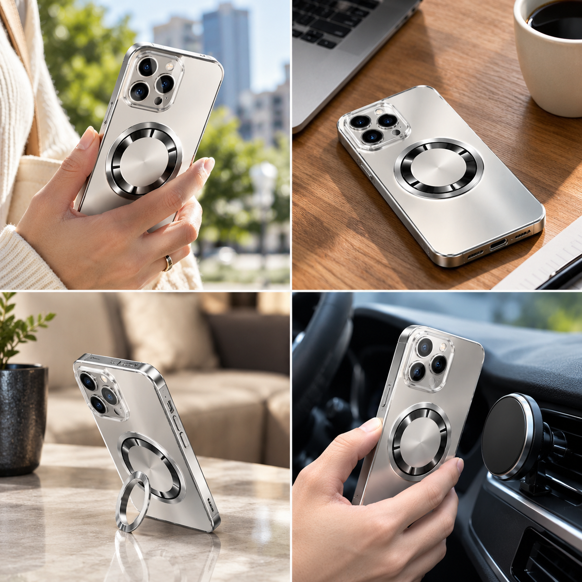Premium iPhone Case MagSafe Compatible Titanium Matte PC TPU Shockproof Cover Camera Lens Guard Ultra Thin Full Protection Metallic Design
