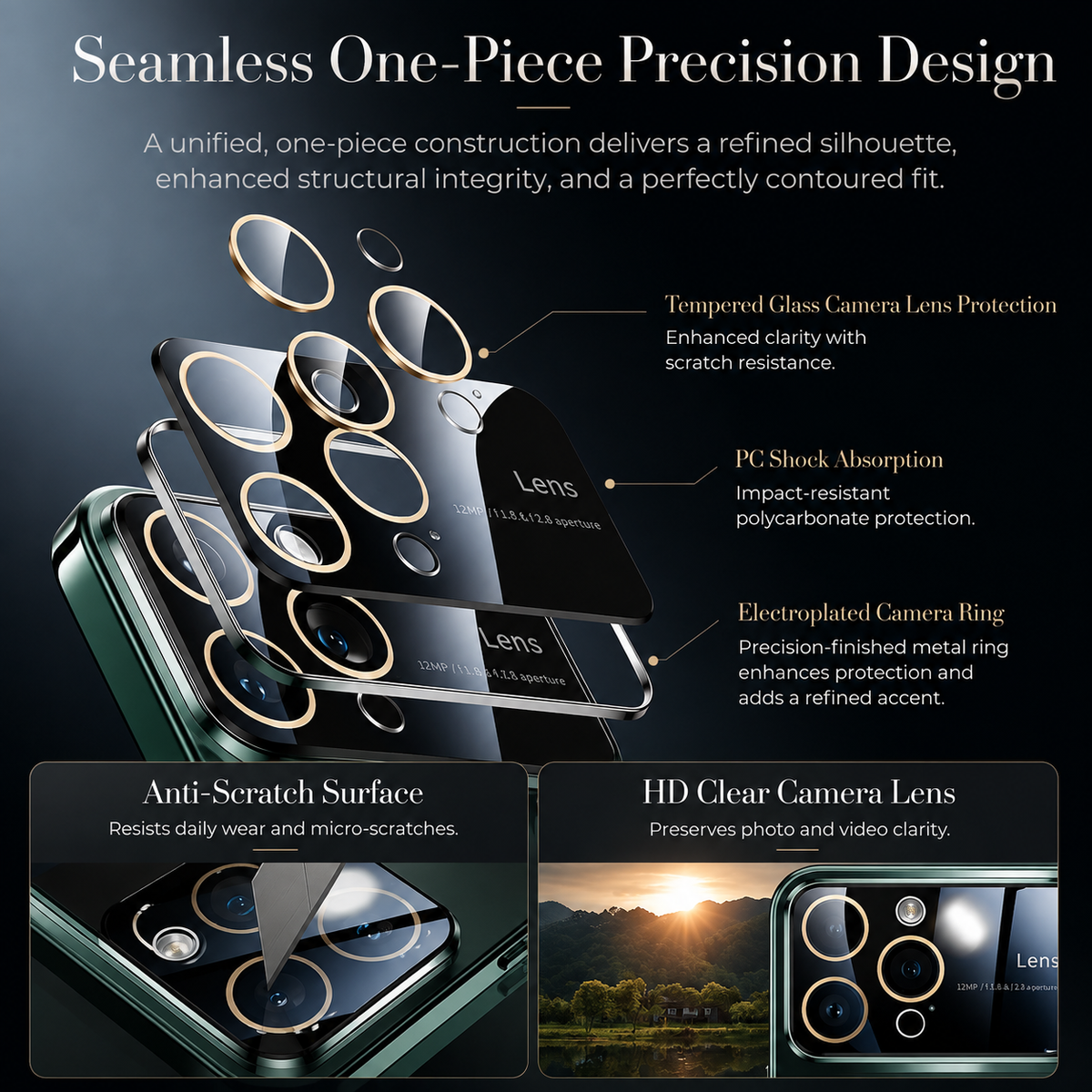 Premium iPhone Case MagSafe Compatible Transparent Shockproof Hard PC Back Silicone Bumper Camera Lens Protection Ultra Thin Anti Fingerprint Slim Fit