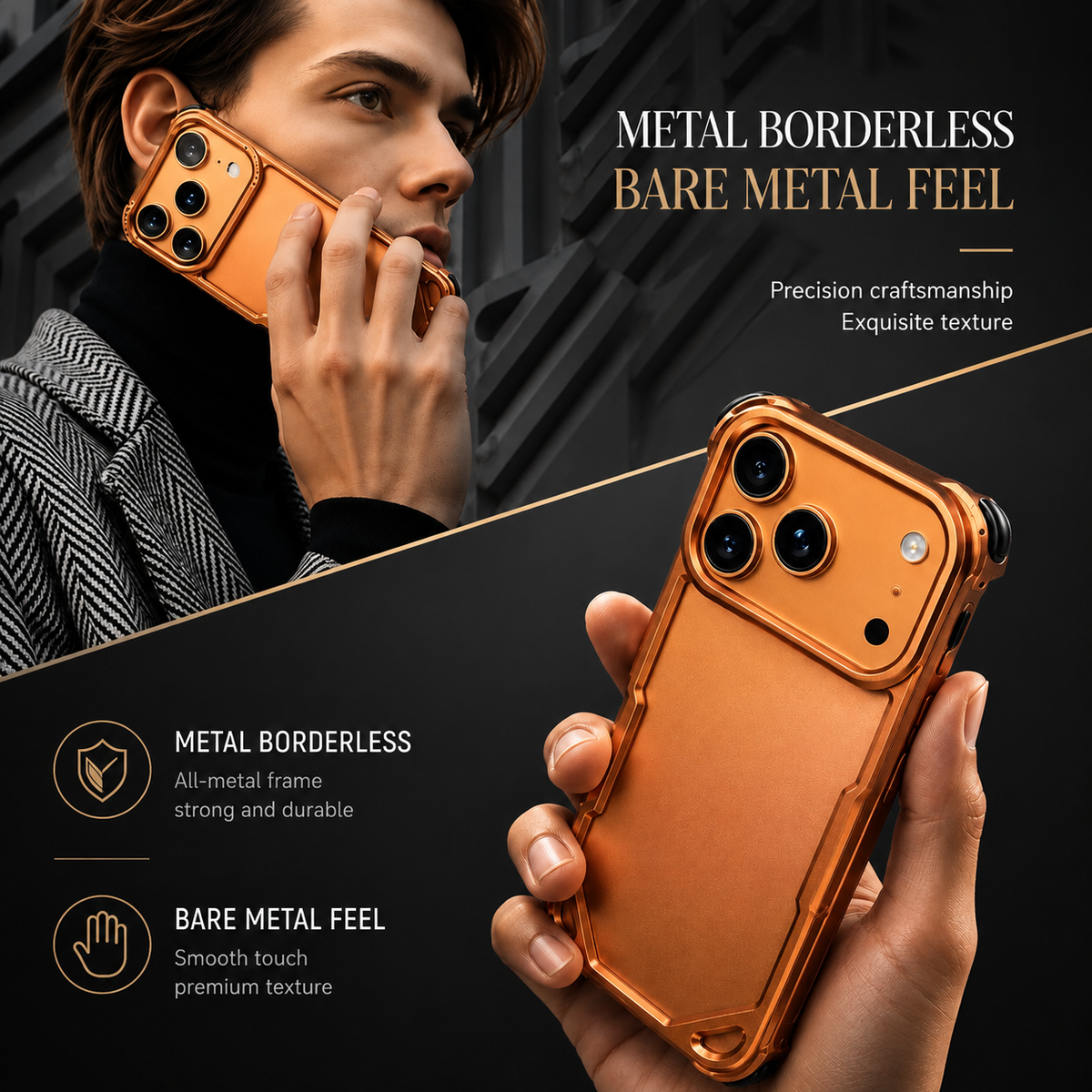 Premium iPhone Case MagSafe Compatible Ultra Thin Aluminum Metal Bumper Shockproof Cover Matte Lightweight Slim Edge Protection Anti Scratch Slim Case