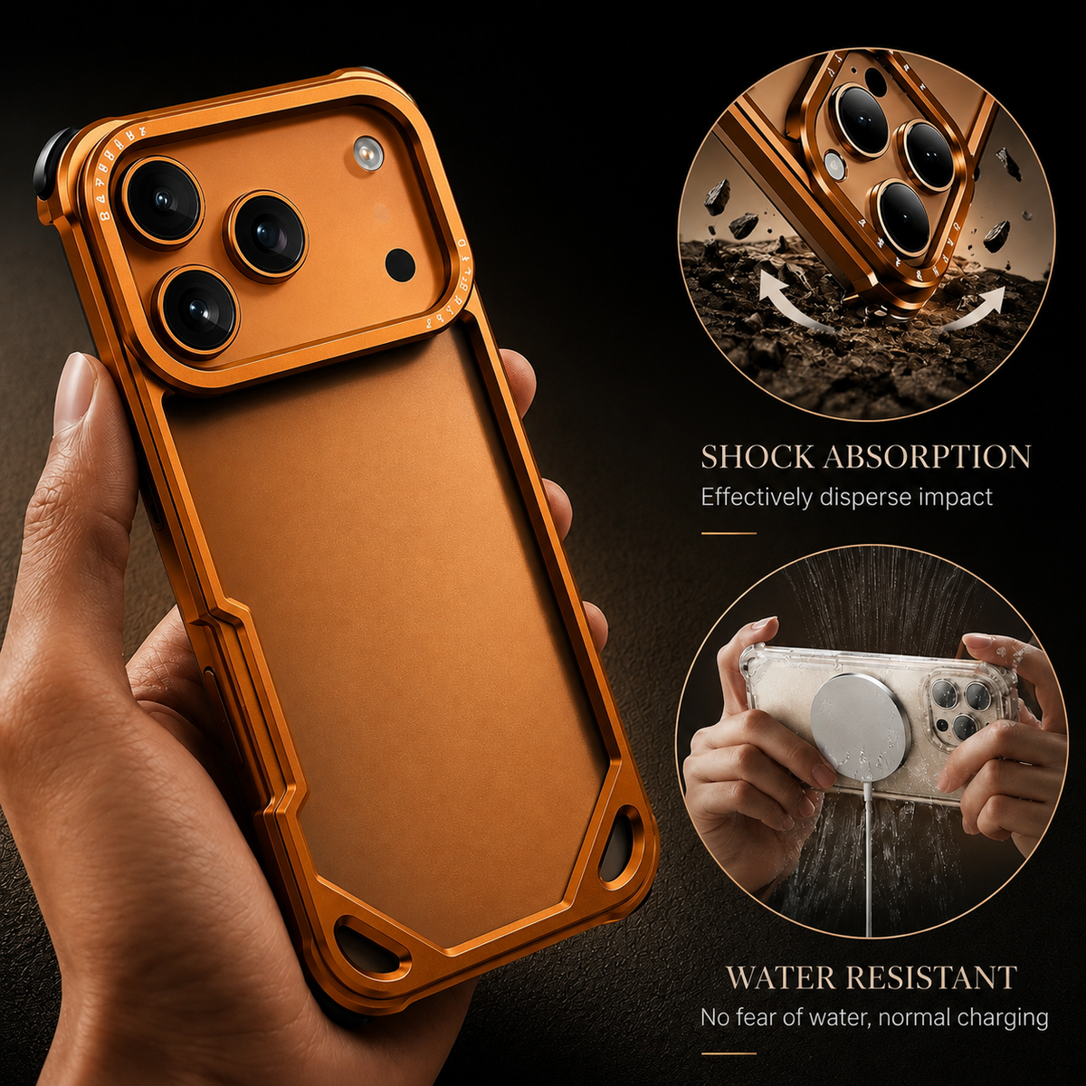 Premium iPhone Case MagSafe Compatible Ultra Thin Aluminum Metal Bumper Shockproof Cover Matte Lightweight Slim Edge Protection Anti Scratch Slim Case