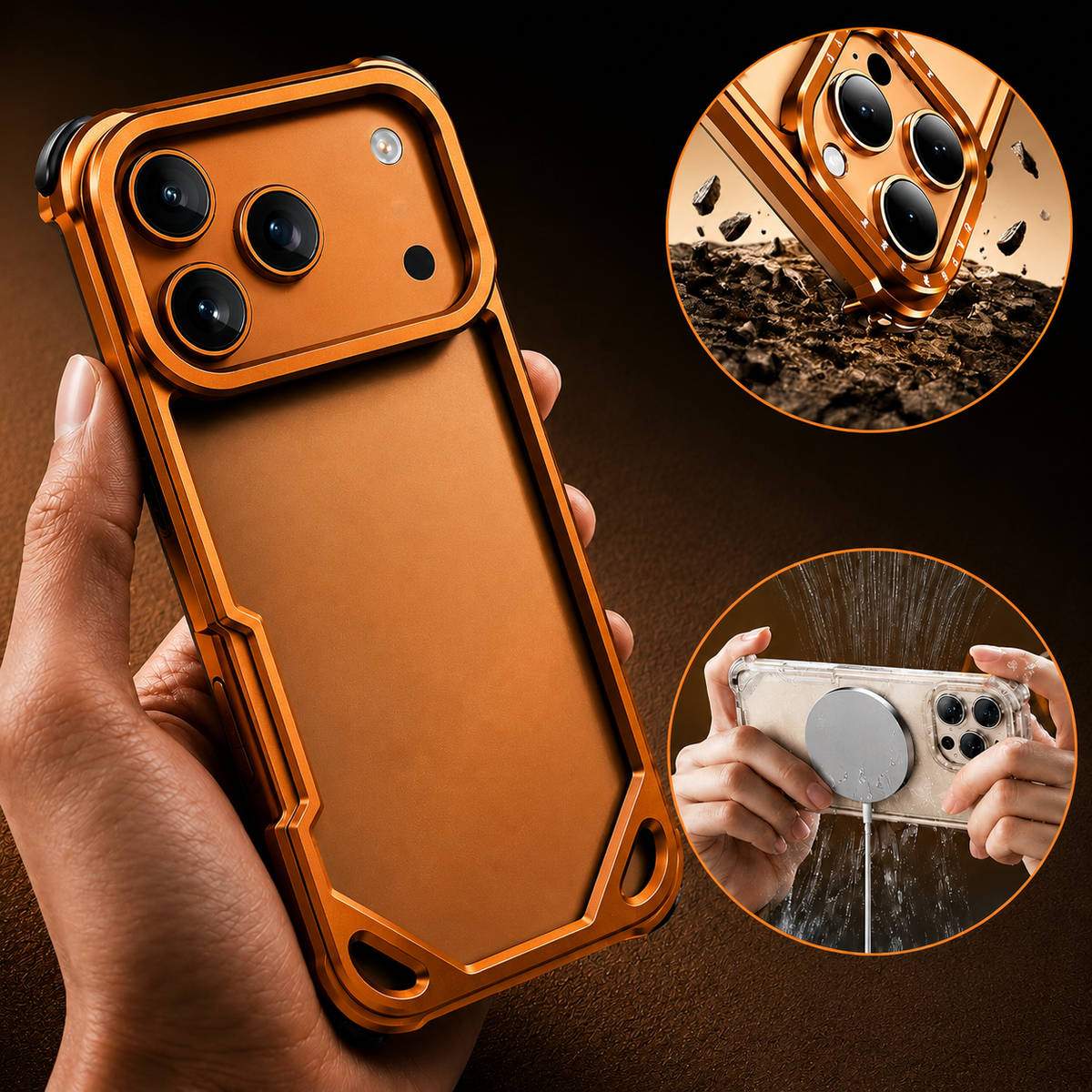 Premium iPhone Case MagSafe Compatible Ultra Thin Aluminum Metal Bumper Shockproof Cover Matte Lightweight Slim Edge Protection Anti Scratch Slim Case