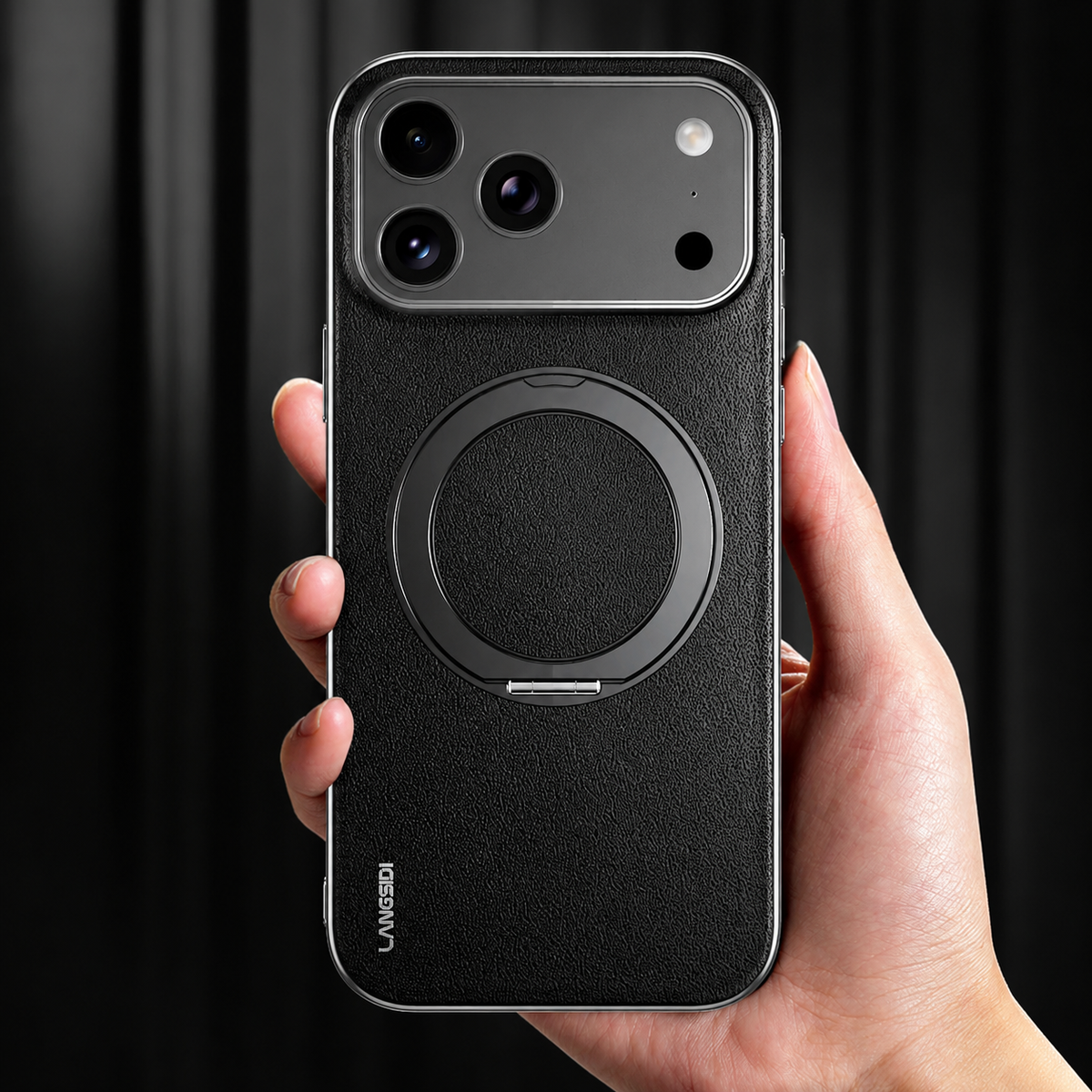 Premium iPhone Case MagSafe Cowhide Leather Magnetic Ring Holder Shockproof PC TPU Camera Lens Protection Anti Scratch Slim Full Coverage