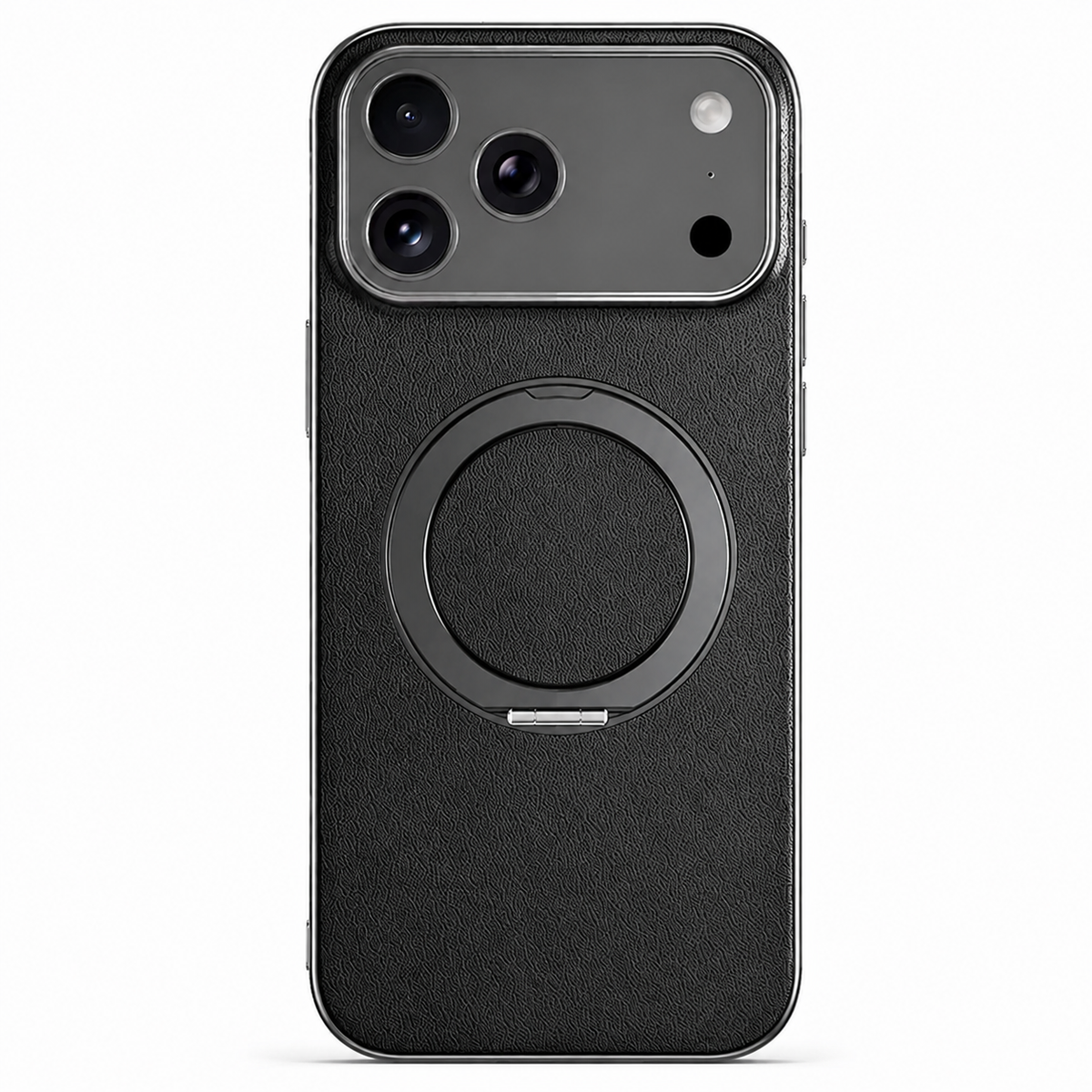 Premium iPhone Case MagSafe Cowhide Leather Magnetic Ring Holder Shockproof PC TPU Camera Lens Protection Anti Scratch Slim Full Coverage
