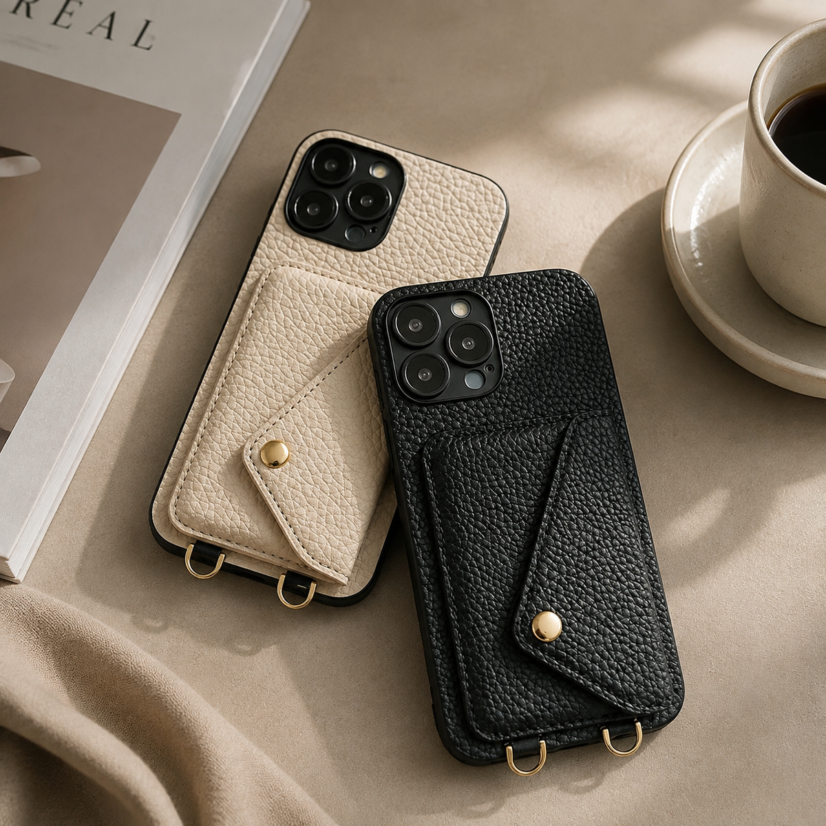 Premium iPhone Case MagSafe Crossbody Leather Wallet Card Holder Strap Shockproof Camera Protection Slim Magnetic Protective Cover Full Design Everyday