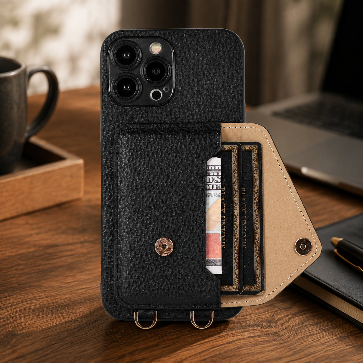 Premium iPhone Case MagSafe Crossbody Leather Wallet Card Holder Strap Shockproof Camera Protection Slim Magnetic Protective Cover Full Design Everyday
