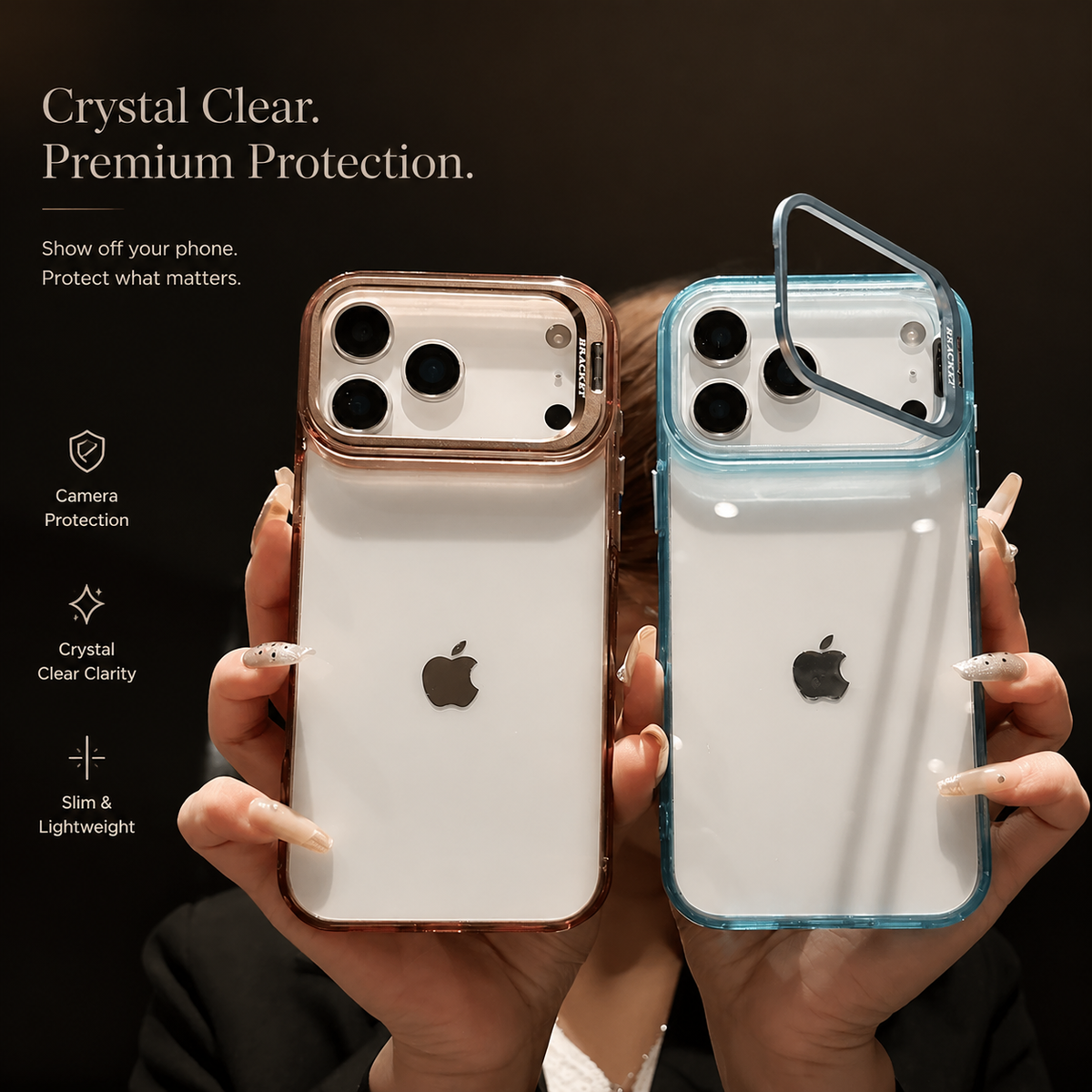 Premium iPhone Case MagSafe Crystal Clear PC TPU Shockproof Protective Cover Camera Lens Stand Armor Anti Scratch Magnetic Wireless Charging Slim Full