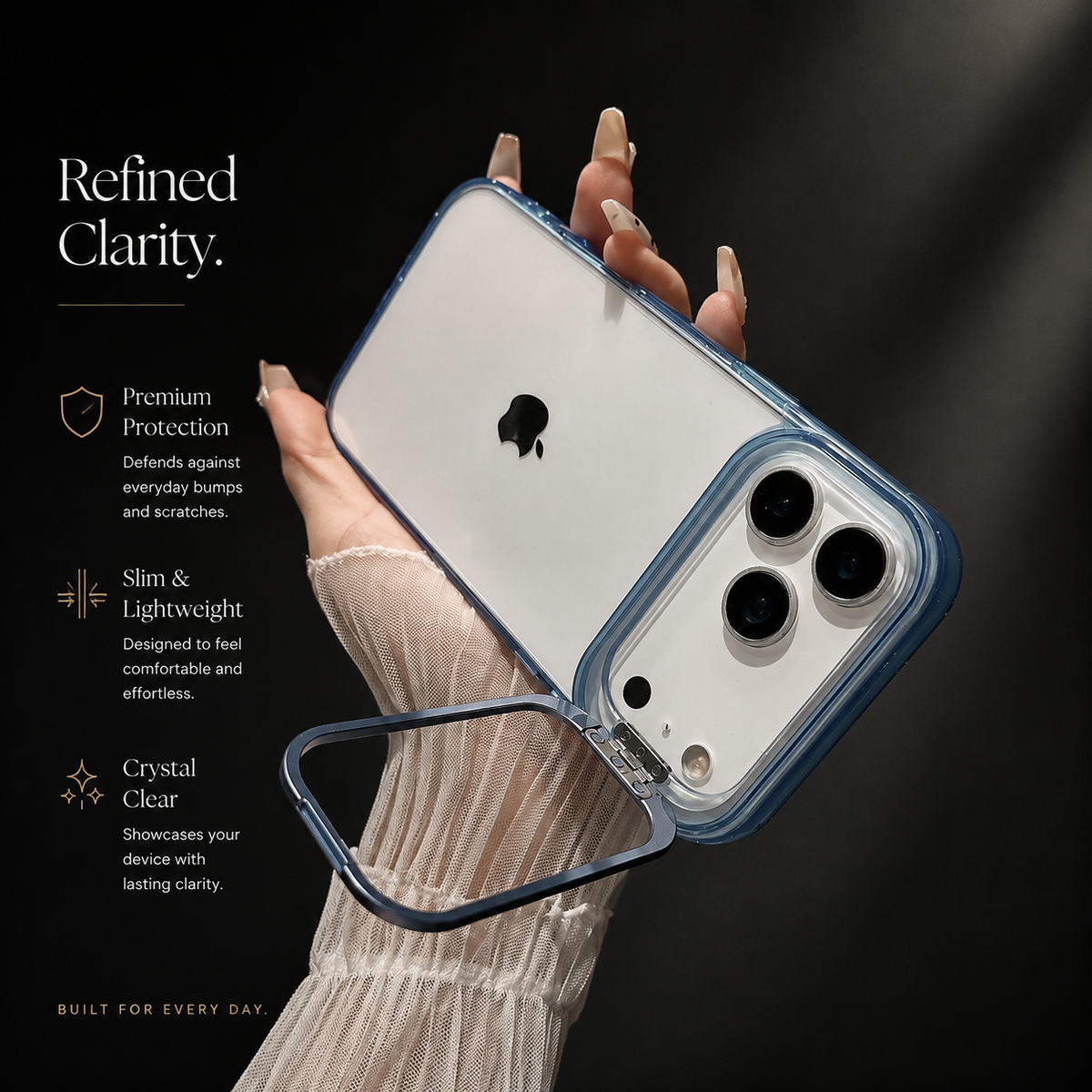 Premium iPhone Case MagSafe Crystal Clear PC TPU Shockproof Protective Cover Camera Lens Stand Armor Anti Scratch Magnetic Wireless Charging Slim Full
