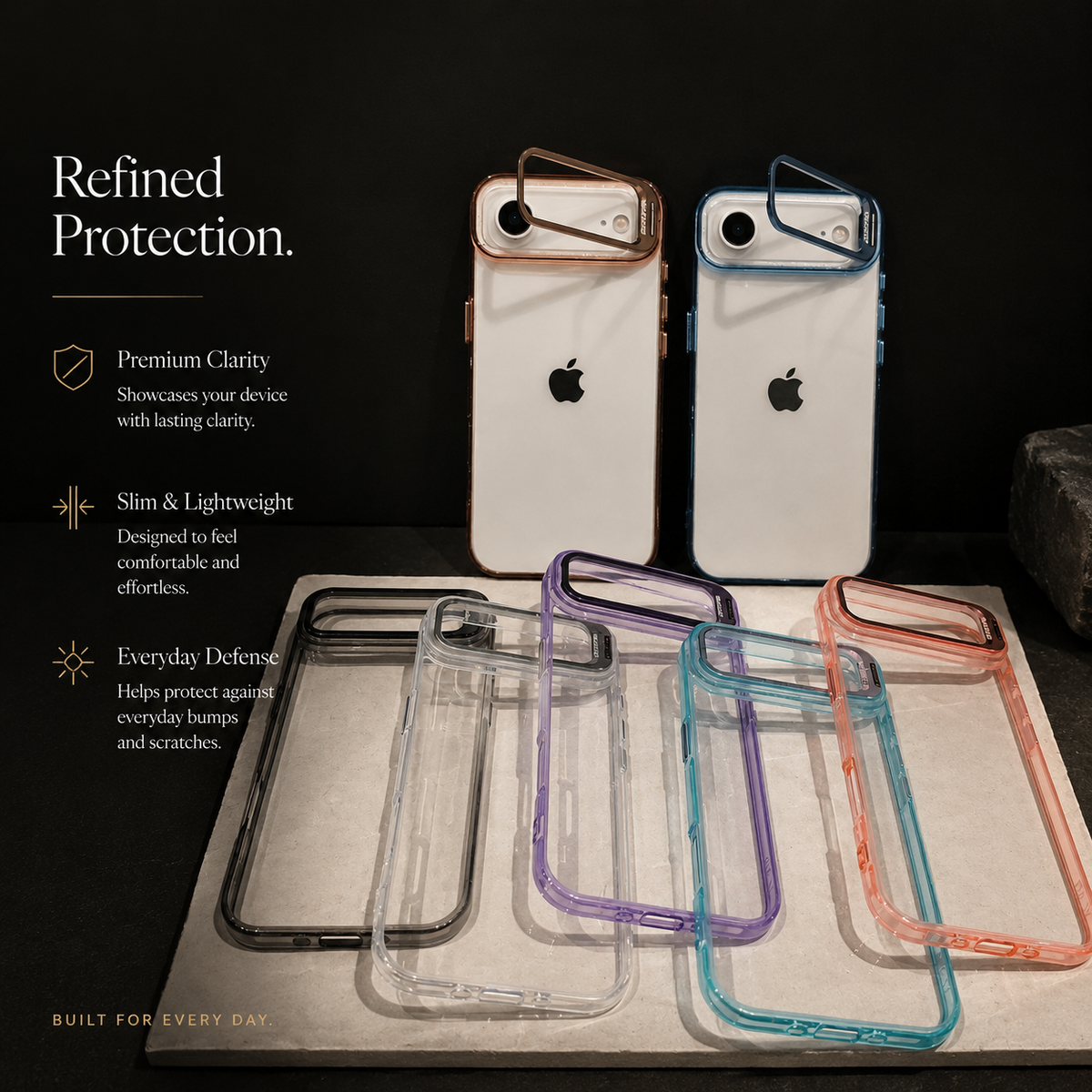 Premium iPhone Case MagSafe Crystal Clear PC TPU Shockproof Protective Cover Camera Lens Stand Armor Anti Scratch Magnetic Wireless Charging Slim Full