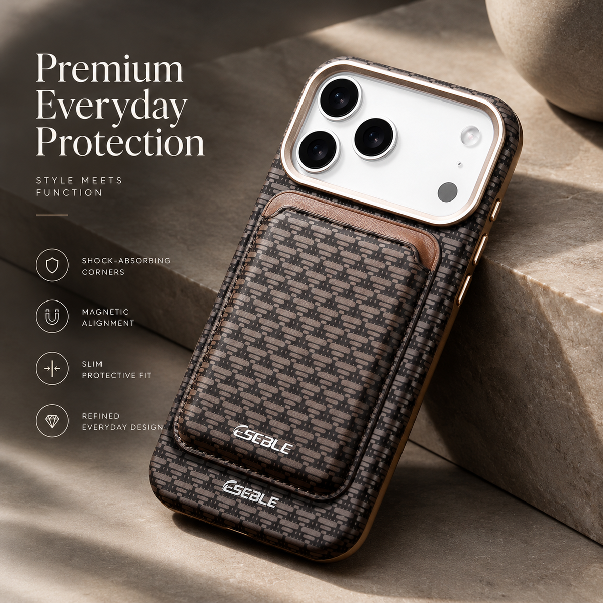 Premium iPhone Case MagSafe Detachable Magnetic Wallet Card Holder Woven PU Leather Protective Cover Vintage Slim Shockproof Non Slip Card Storage Case