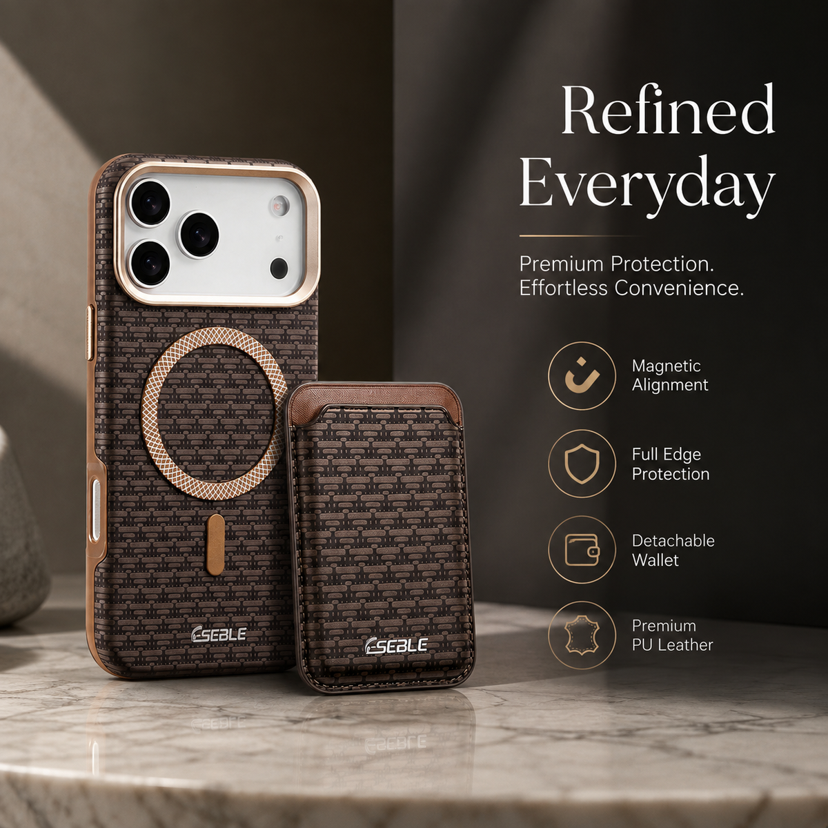 Premium iPhone Case MagSafe Detachable Magnetic Wallet Card Holder Woven PU Leather Protective Cover Vintage Slim Shockproof Non Slip Card Storage Case