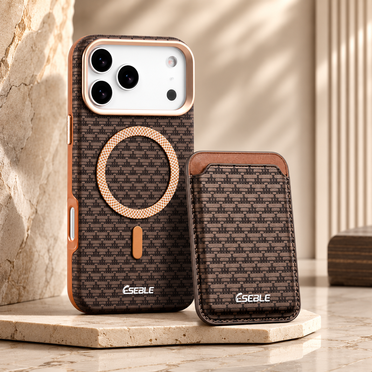 Premium iPhone Case MagSafe Detachable Magnetic Wallet Card Holder Woven PU Leather Protective Cover Vintage Slim Shockproof Non Slip Card Storage Case