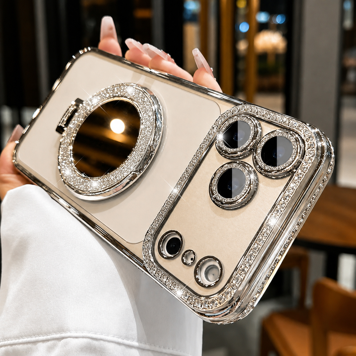 Premium iPhone Case MagSafe Diamond Mirror Glitter Cover Transparent Shockproof Anti Scratch Non Slip Slim Protective Sparkle Design Full Coverage Fit