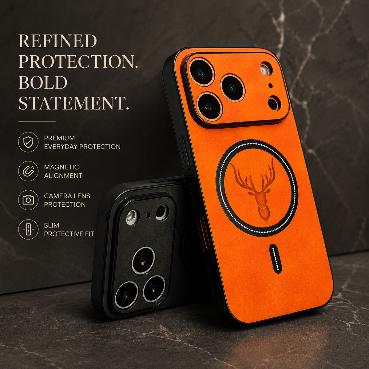 Premium iPhone Case MagSafe Faux Leather Magnetic Full Coverage Protective Cover Anti Scratch Anti Fingerprint Slim Non Slip Wireless Charging Case